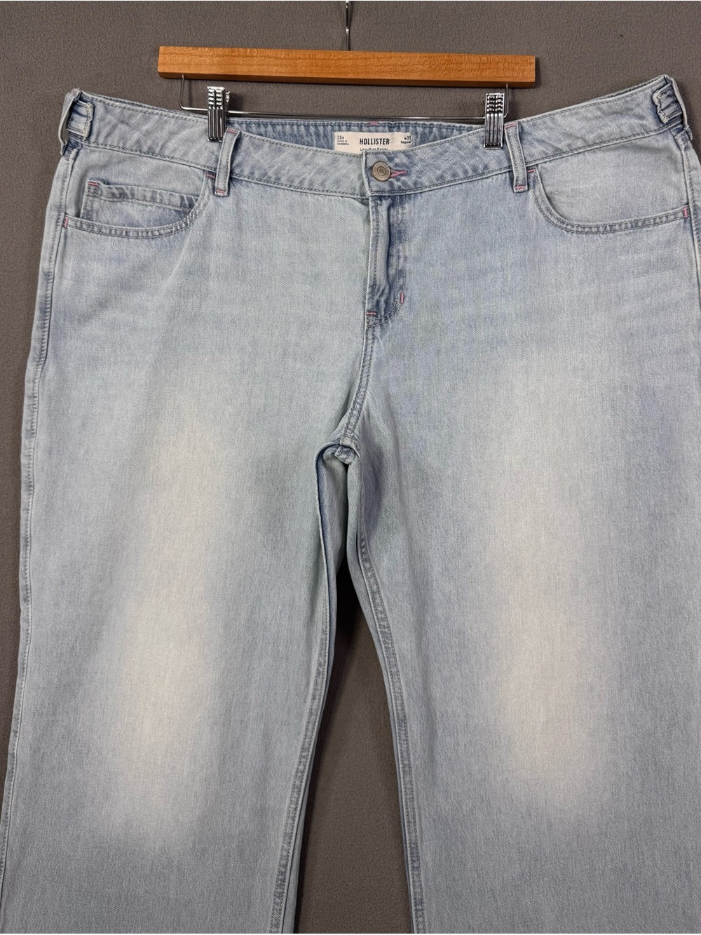 Hollister Low Rise Baggy Light Blue Wash Wide Leg Denim Jeans, Plus Size 20 - Picture 11 of 16
